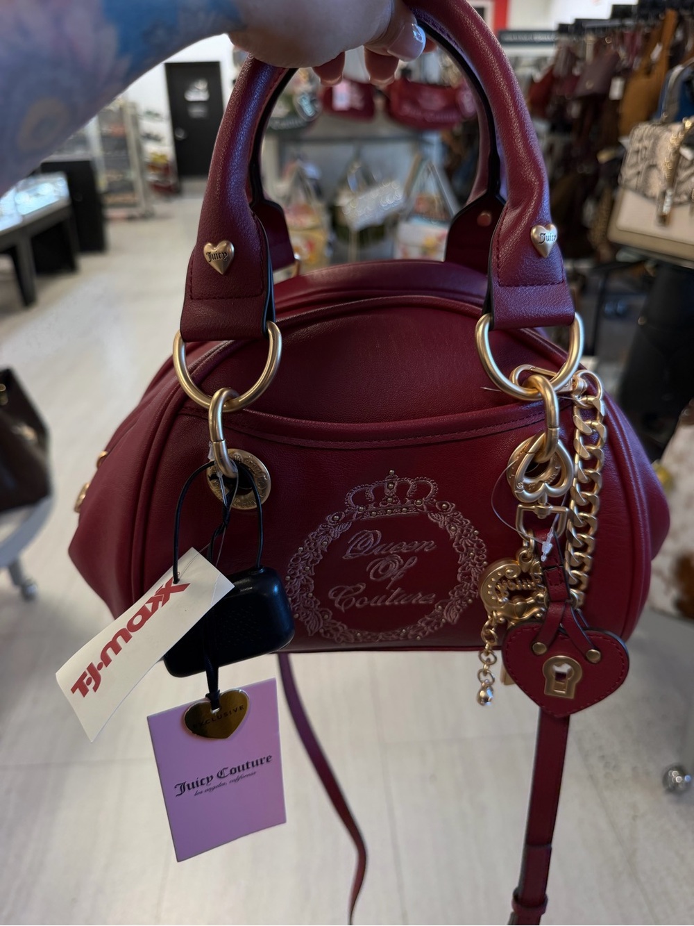 Juicy Couture Burgundy Satchel with Gold Hardware